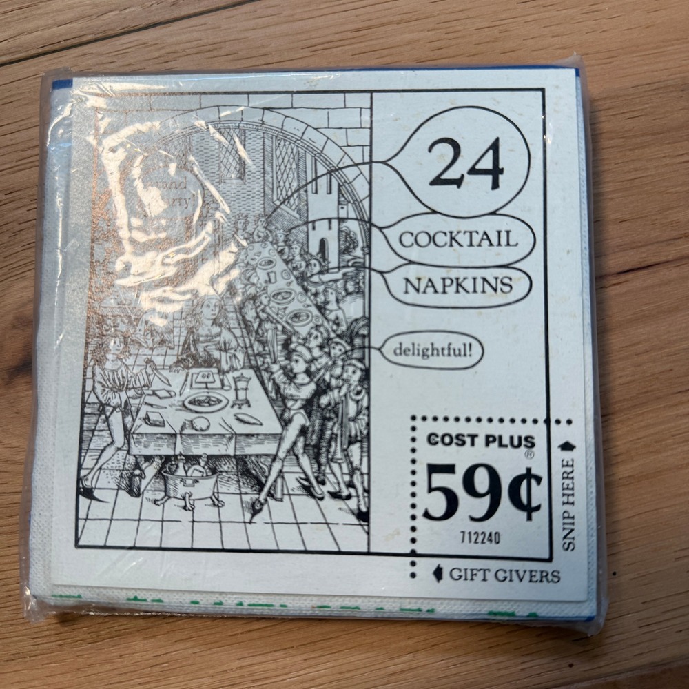 Gift Givers Cocktail Napkins Blue Vintage Geese Retro 24ct 5x5 80s Cottagecore - Picture 2 of 3